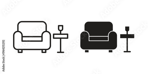 Lounge icon silhouette. Editable stroke. Line vector illustration design