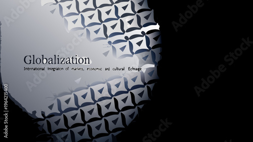 Abstract pattern with the word globalization and accompanying text