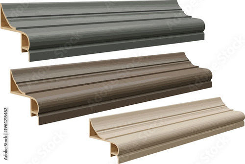 Brown, Gray and Beige Baseboard Moulding Samples