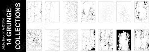 Set of 14 grunge texture backgrounds. Vector design elements