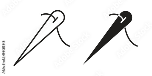 Needle icon silhouette. Editable stroke. Line vector illustration design