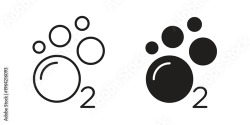 Oxygen O2 icon silhouette. Editable stroke. Line vector illustration design