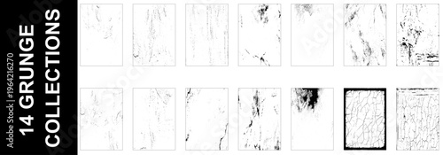 Set of 14 grunge texture backgrounds. Vector design elements