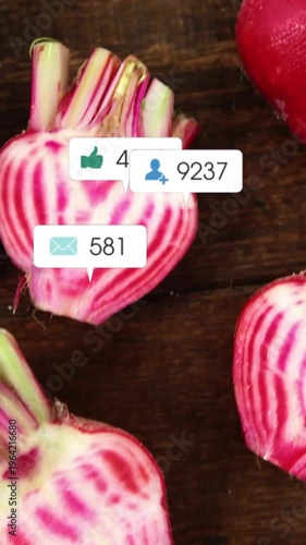 Vertical video: Bubbles popping over striped roots on rising counts, clustering to show engagement