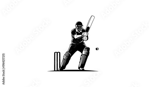 Cricket Club Player Logo Bat Ball Sport Vector