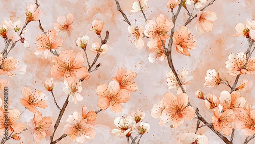 Delicate Peach Blossom Mist with Soft Background and Gentle Colors