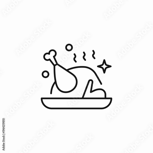 roasted holiday chicken icon sign vector
