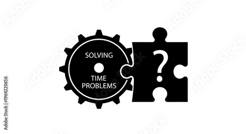 Problem solving, business solutions, gear puzzle, time management, productivity vector