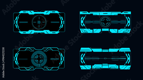 Futuristic interface elements a set of glowing blue tech designs