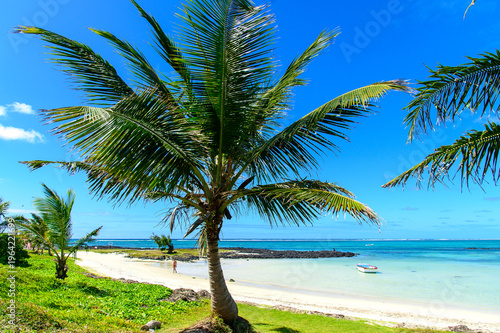 モーリシャスのとても美しいビーチ風景A view of a very beautiful white sand beach in Mauritia