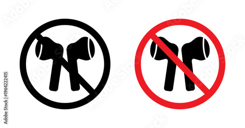 No earbuds allowed sign set. vector illustration