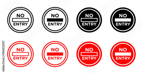 No entry road sign set. vector illustration