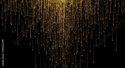 A glitchy digital rain over a blurred green forest landscape