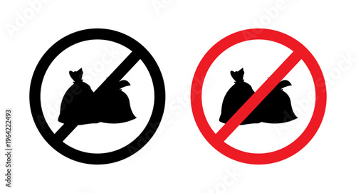 No garbage sign set. vector illustration