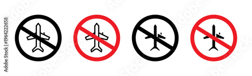 No plane sign set. vector illustration