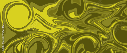 Abstract yellow and green liquid marble background with vibrant swirling fluid texture for modern graphic design