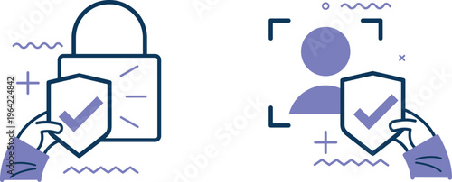 Authentication and authorization concepts illustrated with icons and symbols
