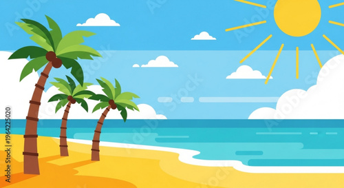 tropical beach with palm trees