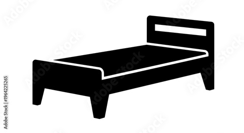 Single bed icon vector illustration minimalist flat design black silhouette isolated on white background