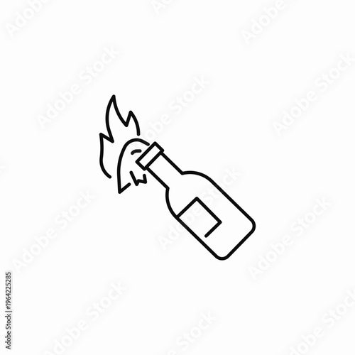 flaming molotov cocktail icon sign vector