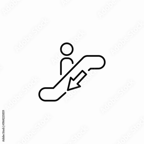 person down escalator icon sign vector