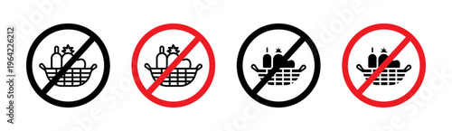 Picnics are prohibited signs set. vector illustration