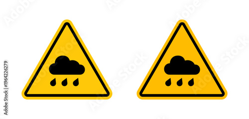 Rain warning signs set. vector illustration