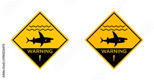 Shark warning signs set. vector illustration