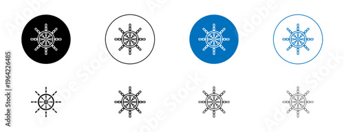 Ship wheel icons set. vector illustration