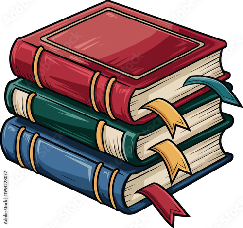 colorful stack of books with bookmarks design