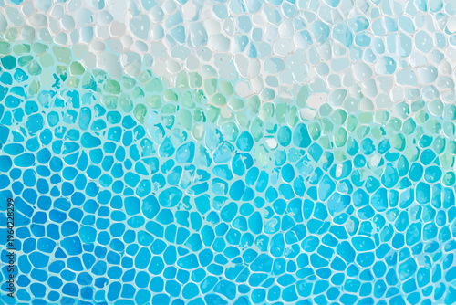 Abstract Organic Mosaic Background with Blue and Turquoise Cellular Pattern for Wellness Branding, Water-Themed Graphics, and Bio-Tech Presentations