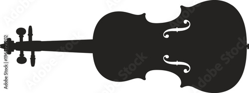 Elegant black silhouette of a classical violin with detailed f-holes isolated on white background, Vector, illustration