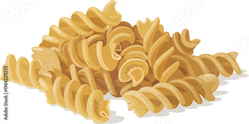 Pile of Uncooked Fusilli Pasta Italian Food Ingredient Illustration