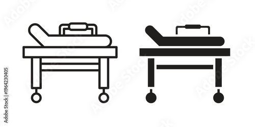 Stretcher icon symbols, Solid black and editable stroke icons