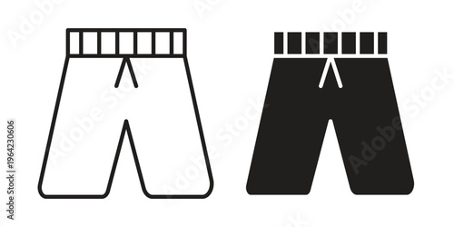 Swim shorts icon symbols, Solid black and editable stroke icons