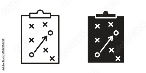 Tactics icon symbols, Solid black and editable stroke icons