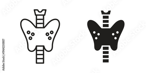Thyroid icon symbols, Solid black and editable stroke icons