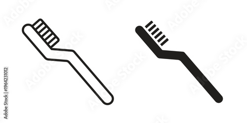 Toothbrush icon symbols, Solid black and editable stroke icons