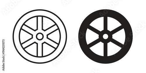 Tyre icon symbols, Solid black and editable stroke icons