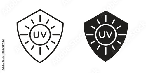 UV icon symbols, Solid black and editable stroke icons