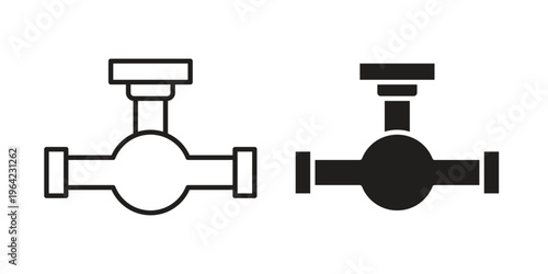 Valve icon symbols, Solid black and editable stroke icons