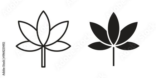 Weed icon symbols, Solid black and editable stroke icons