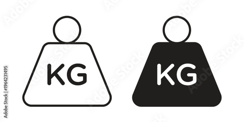 Weight icon symbols, Solid black and editable stroke icons