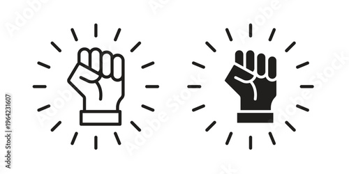 Will power icon symbols, Solid black and editable stroke icons