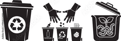 Collection of eco friendly icons and symbols representing recycling nature conservation and sustainability for environmental protection concepts