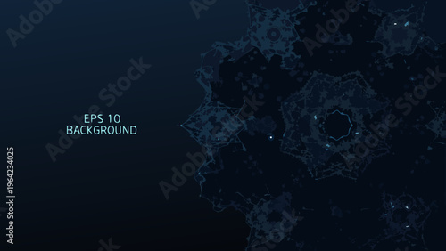 Abstract dark polygonal background with glowing blue network connections