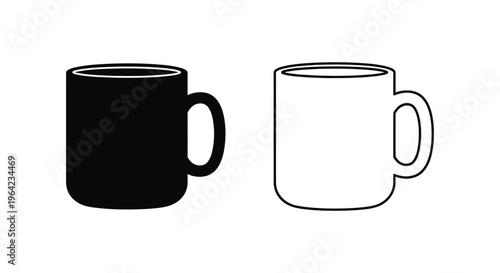 Black and white coffee mugs Vector