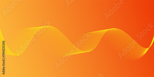 Abstract orange gradient background with shining lines waves. Minimalist background for banner, poster, cover, brochure, flyer, website