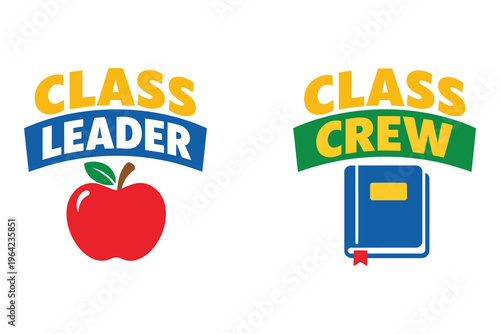 Class leader and class crew vector illustration for school and learning themes.