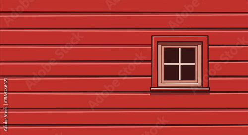 Red wood siding with a single window pane